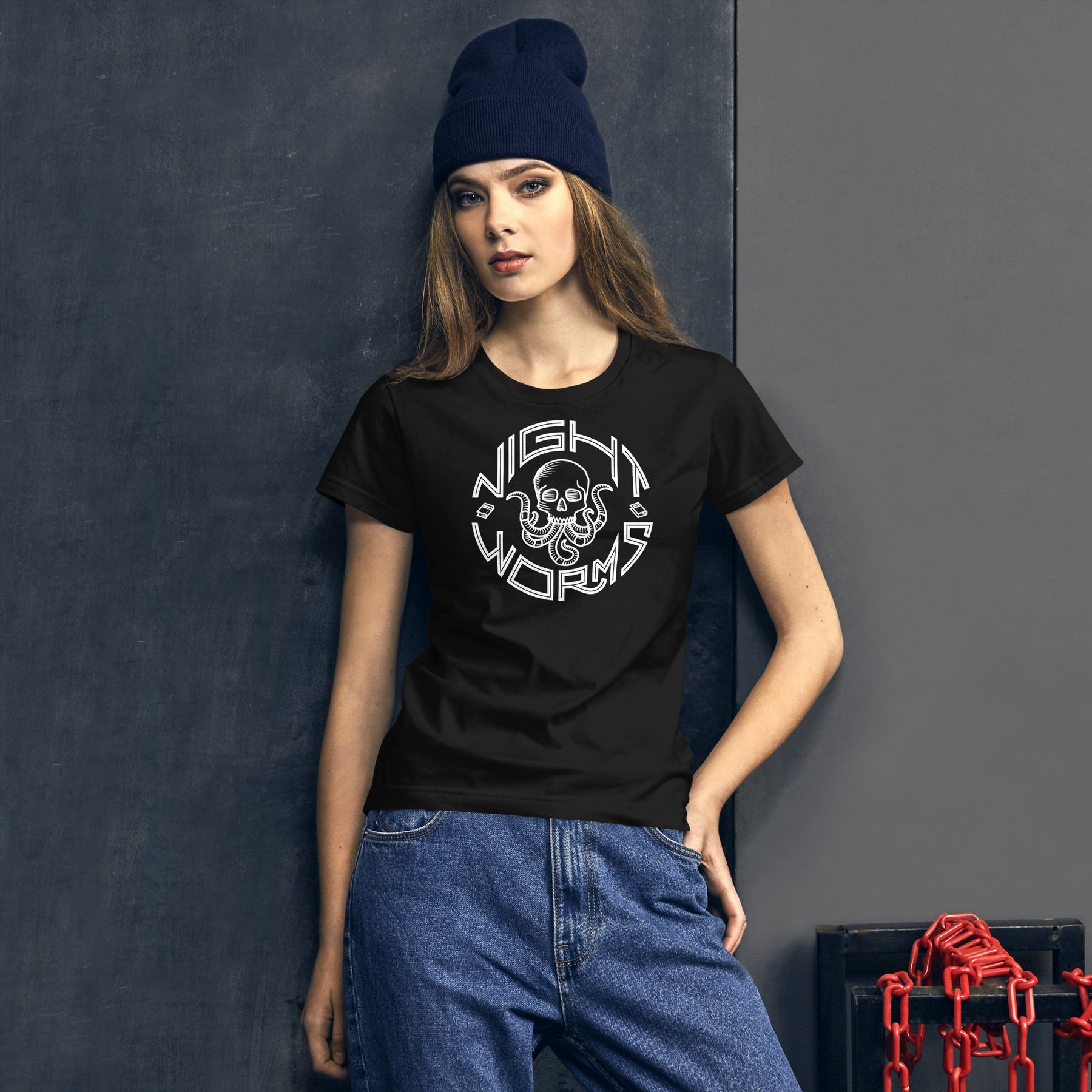 "Support Night Worms" Women's Fitted T-shirt